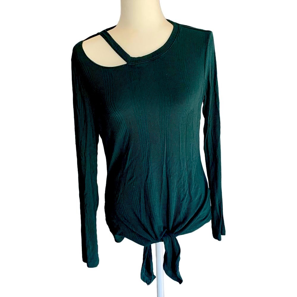 Apt 9 Emerald Green Blouse Shoulder Cutout Womens Top NWOT